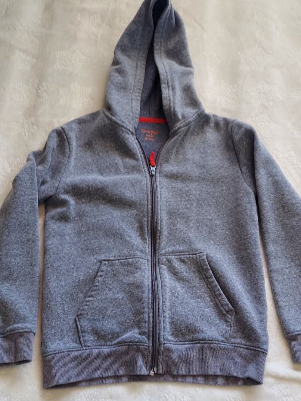 Cat & Jack Gray Full-Zip Hooded Sweatshirt Youth Medium